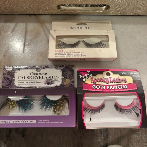 Lash Set of 3 Dramatic Black, Feather Blue and Yellow, Pink Black Feather Lashes - Picture 1 of 6
